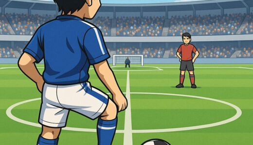 試合開始やゴールの後に、ボールを蹴って始めることは何というでしょう？